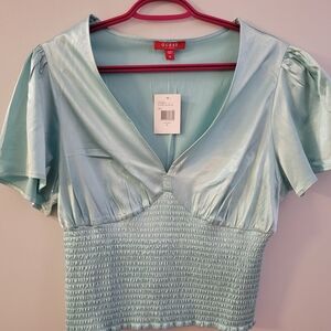 GUESS Light Blue Women's Satin Top